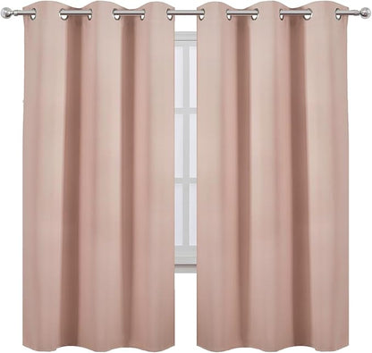 LEMOMO Blush Thermal Blackout Curtains/42 x 72 Inch/Set of 2 Panels Room Darkening Curtains for Bedroom