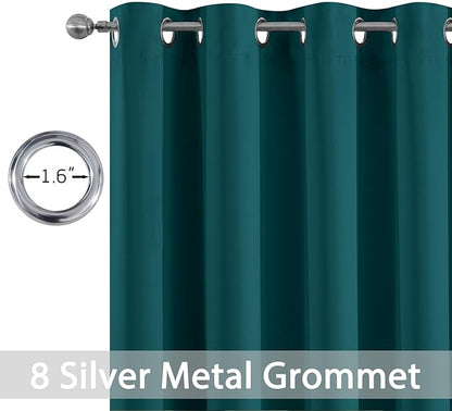 Yakamok Blackout Curtains for Bedroom 2 Panels Set 84 Inch Length Thermal Insulated Room Darkening Dark Black Out Drapery Grommet Window Treatments Drapes for Living Room,52x84, Dark Teal