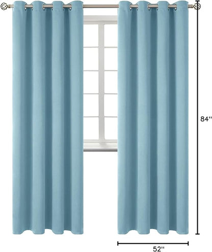 BGment Room Darkening Curtains 84 Inches Long - Grommet Thermal Insulated Drapes Window Treatment Curtains for Bedroom, 2 Panels, 52 x 84 Inch, Greyish Blue