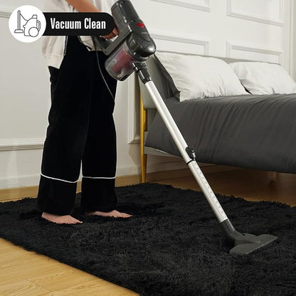 Amearea Premium Soft Fluffy Rug Modern Shag Carpet, 5.3x7.5 Feet, Fuzzy Plush Rugs for Living Room Bedroom Kids Room Home Decor, Nursery Non Slip Indoor Shaggy Carpets, Black