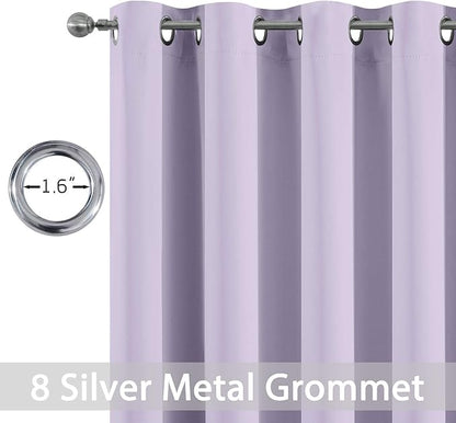 Yakamok Lilac Room Darkening Thermal Insulated with Grommet Blackout Curtains for Bedroom, 52Wx108L inch,2 Panels