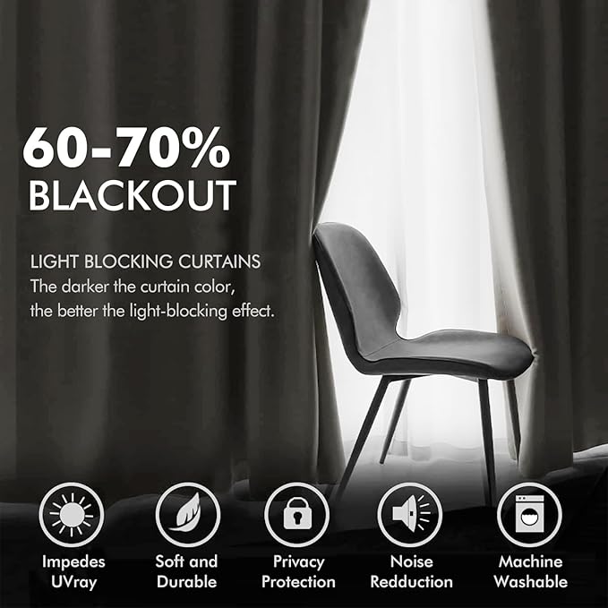 MIULEE Velvet Off White Elegant Grommet Curtains - Thermal Insulated Soundproof Room Darkening Black Out Curtains/Drapes for Classical Living Room Bedroom Decor - 52 x 108 Inch Set of 2