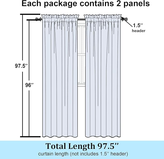 Simplebrand Lime Sheer Curtains 96 Inches Long, Light Filtering Rod Pocket Solid Color Window Sheer Curtain Panels, Elegant Curtains & Drapes for Living Room, Bedroom 2 Panels (Lime, 42" W x 96" L)