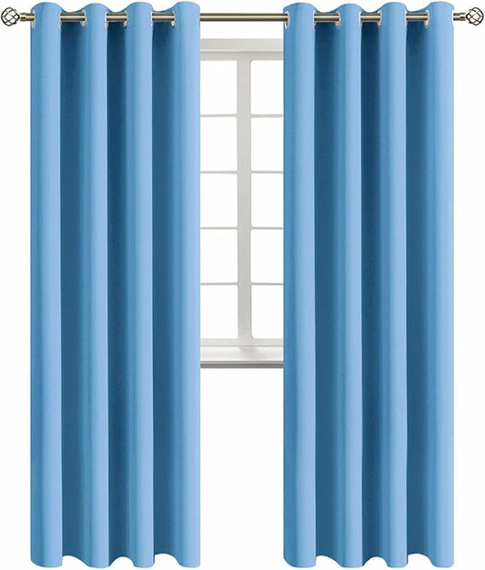 BGment Room Darkening Curtains 84 Inches Long - Grommet Thermal Insulated Drapes Window Treatment Curtains for Bedroom, 2 Panels, 52 x 84 Inch, Sky Blue