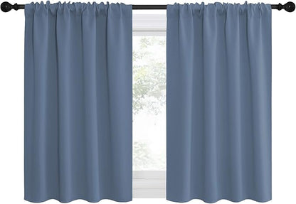 NICETOWN RV Blackout Curtains for Camper Windows, Short Blackout Curtains & Drapes, Thermal Insulated Blackout Curtain Panels for Kids Room, Play Room (Stone Blue, 42" Wide by 36" Long, 2 PCs)