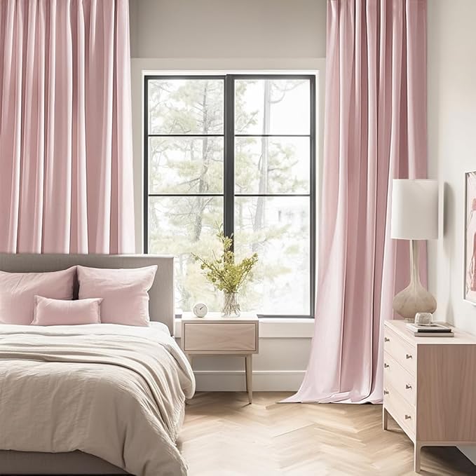 MIULEE Baby Pink Back Tab Blackout Curtains 84 Inch Length 2 Panels Set for Living Room Bedroom Privacy, Rod Pocket/Pinch Pleated Thermal Insulated Room Darkening Light Blocking Drapes, W72xL84