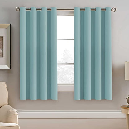 H.VERSAILTEX Blackout Curtain for Living Room Thermal Insulated Window Treatment Curtain Extra Long 63 inch Length Energy Saving Solid Grommet Top Blackout Drape, One Panel, Mineral Blue, 52"W x 63"L