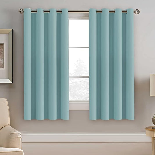H.VERSAILTEX Blackout Curtain for Living Room Thermal Insulated Window Treatment Curtain Extra Long 63 inch Length Energy Saving Solid Grommet Top Blackout Drape, One Panel, Mineral Blue, 52"W x 63"L