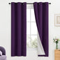 Yakamok Room Darkening 100% Blackout Curtains Grommet Window Treatments with 2 Thick Layers-Purple Thermal Insulated Drapes Set of 2 Panels for Bedroom Living Room 38 Inches by 63 Inches Length