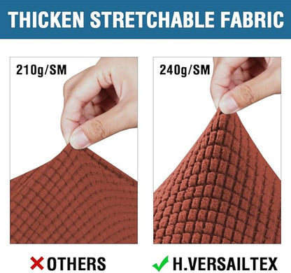 H.VERSAILTEX 3 Piece Stretch Sofa Covers for 2 Cushion Loveseat Couch Covers for Living Room Sofa Slipcovers (Base Cover Plus 2 Seat Cushion Covers) Thicker Jacquard Fabric(Medium Sofa, Rust)