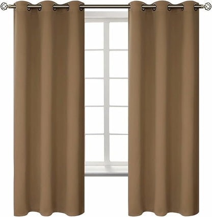 BGment Blackout Curtains for Living Room - Grommet Thermal Insulated Room Darkening Curtains for Bedroom, 2 Panels of 42 x 63 Inch, Taupe