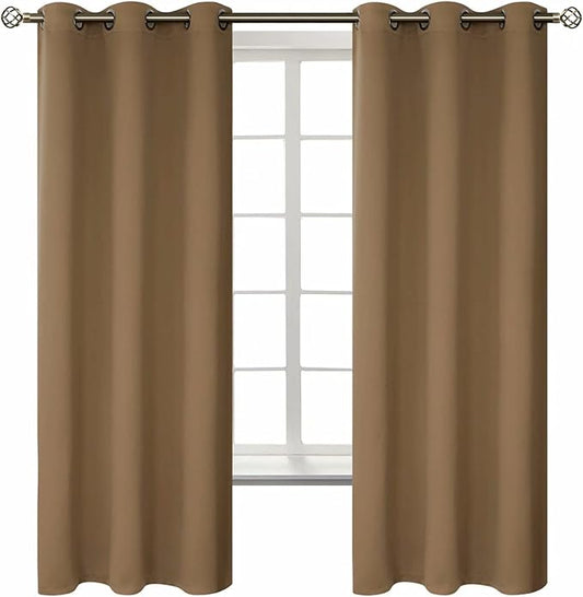 BGment Blackout Curtains for Living Room - Grommet Thermal Insulated Room Darkening Curtains for Bedroom, 2 Panels of 42 x 63 Inch, Taupe