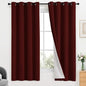 Yakamok Room Darkening 100% Blackout Curtains Grommet Window Treatments with 2 Thick Layers-Burgundy Red Thermal Insulated Drapes Set of 2 Panels for Bedroom Living Room 52 Inches by 63 Inches Length