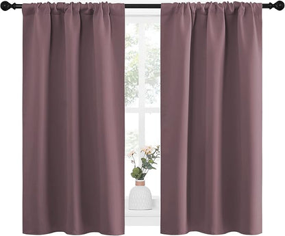 NICETOWN Kitchen Curtains, Short Blackout Curtains & Drapes, Small Window Draperies for Dining Room, Cupboard (Dry Rose, 34" W by 45" L, Set of 2)
