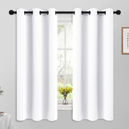 Yakamok Blackout Curtains Room Darkening Thermal Insulated Window Panels,Solid Grommet Top Drapes for Bedroom/Living Room(42Wx63L, Pure White, 2 Panels)