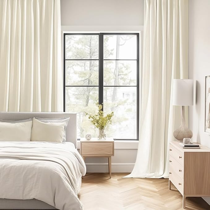 MIULEE Birch Back Tab Blackout Curtain 96 Inch Long 2 Panels Set for Bedroom, Rod Pocket/Pinch Pleat Thermal Insulated Living Room Darkening Pleated Light Blocking Floor to Ceiling Drape