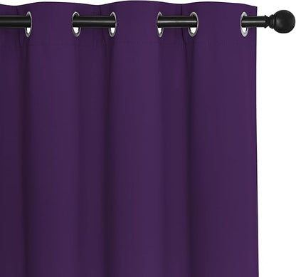 NICETOWN Blackout Curtains for Bedroom, Grommet Top Room Darkening Thermal Insulated Solid Window Treatments for Bedroom/Kids Room, Royal Purple, 2 Panels, W46 x L63