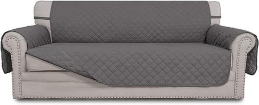 Easy-Going 4 Seater Sofa Slipcover Reversible Sofa Cover Water Resistant Couch Cover with Foam Sticks Elastic Straps Furniture Protector for Pets Children Dog Cat (XX-Large, Gray/Gray)