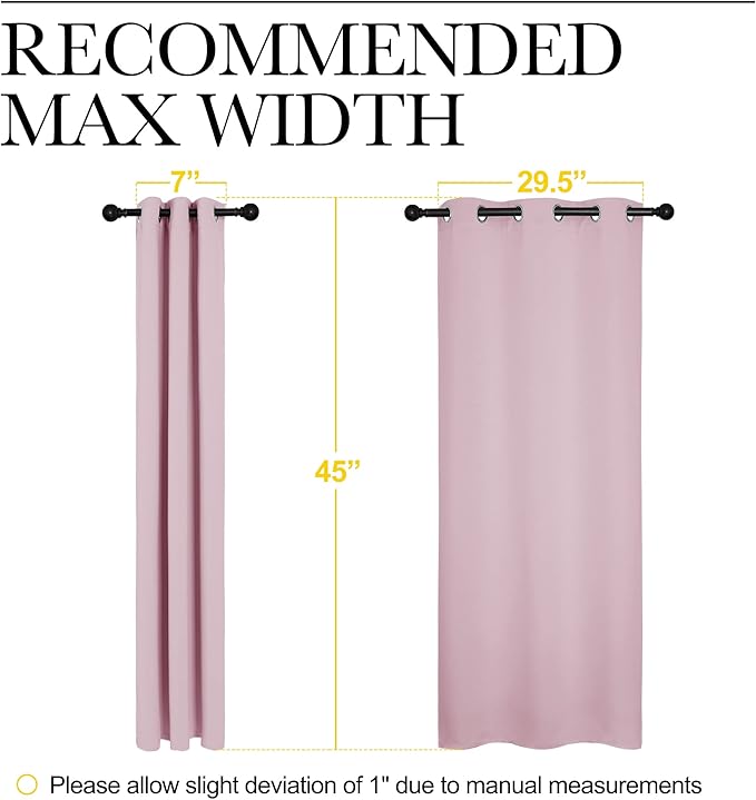 NICETOWN Room Darkening Curtain Panels for Girls Room, Nursery Essential Thermal Insulated Grommet Drapes for Small Window (Baby Pink, 2 PCs, 34 x 45 inch)