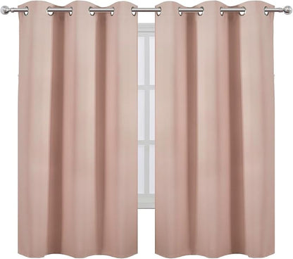 LEMOMO Blush Thermal Blackout Curtains/38 x 63 Inch/Set of 2 Panels Room Darkening Curtains for Bedroom