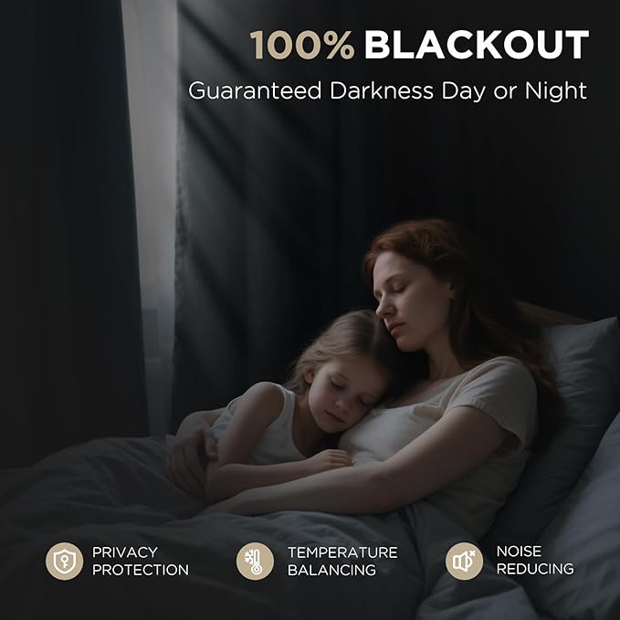 Joydeco Linen Blackout Curtains for Bedroom - 100% Light Blocking 1 Panels, Light Beige Drapes 70" W x 96" L, Thermal Insulated Room Darkening Curtains for Living Room, Rod Pocket & Back Tabs