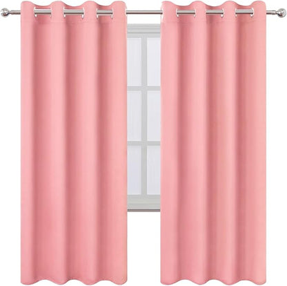 LEMOMO Blackout Curtains 66 x 72 Inch Long Pink Curtains Set of 2 Panels Room Darkening Curtains for Bedroom and Living Room