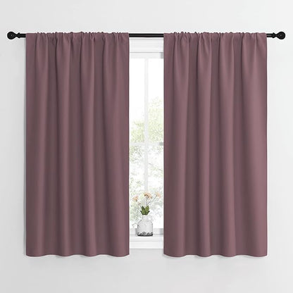 NICETOWN Kitchen Curtains, Short Blackout Curtains & Drapes, Home Decoration Privacy Thermal Insulated Curtains for Unicorn Theam Room (Dry Rose, 42" Wide, 54" Long, 2 PCs)