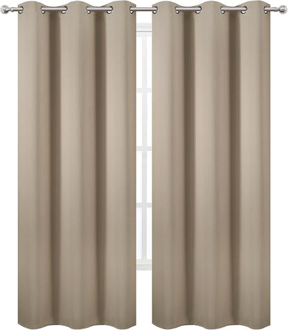 LEMOMO Khaki Thermal Blackout Curtains/42 x 95 Inch/Set of 2 Panels Room Darkening Curtains for Bedroom