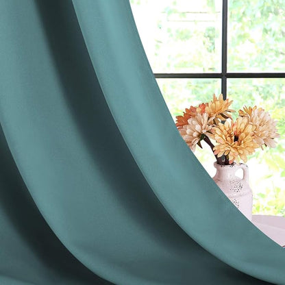 NICETOWN Window Curtain Panels, Thermal Insulated Solid Grommet Blackout Draperies/Drapes (Sea Teal, One Pair, 70 by 72-inch)