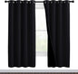 NICETOWN High-End Thermal Curtains, Full Blackout Curtains 72 Inches Long for Dining Room, Soundproof Window Treatment Drapes for Hall Room, Black, 46" Wide Per Panel, Set of 2 Panels
