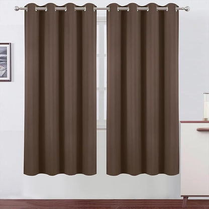 LEMOMO Blackout Curtains 66 x 72 Inch Long Chocolate Curtains Set of 2 Panels Room Darkening Curtains for Bedroom and Living Room