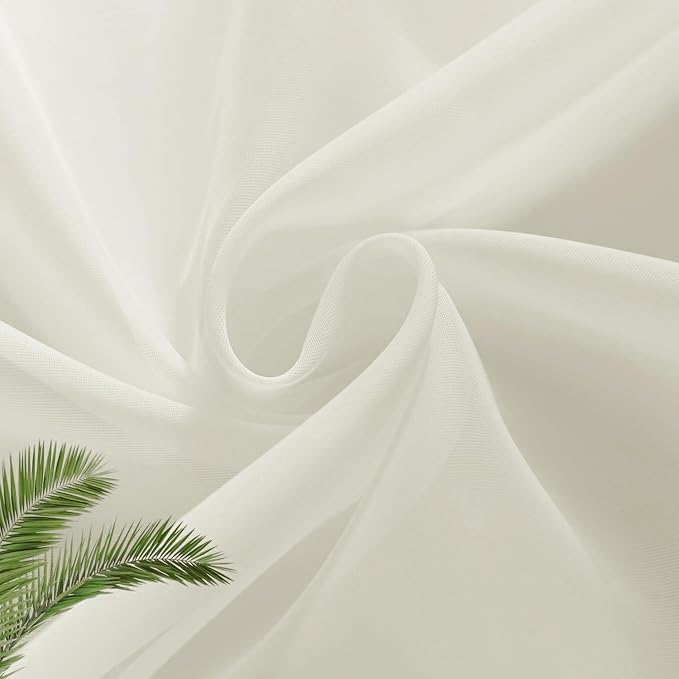 SpaceDresser Basic Rod Pocket Sheer Voile Window Curtain Panels Ivory 1 Pair 2 Panels 26 Width 30 Inch Long for Kitchen Bedroom Children Living Room Yard(Ivory,26 W x 30 L)