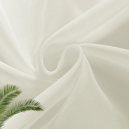 SpaceDresser Basic Rod Pocket Sheer Voile Window Curtain Panels Ivory 1 Pair 2 Panels 26 Width 30 Inch Long for Kitchen Bedroom Children Living Room Yard(Ivory,26 W x 30 L)
