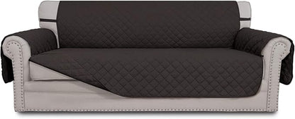 Easy-Going Reversible Couch Cover for 3 Cushion Couch Sofa Cover for Dogs Water Resistant Furniture Protector Cover with Foam Sticks Elastic Straps for Pet Cat (Sofa, Chocolate/Chocolate)