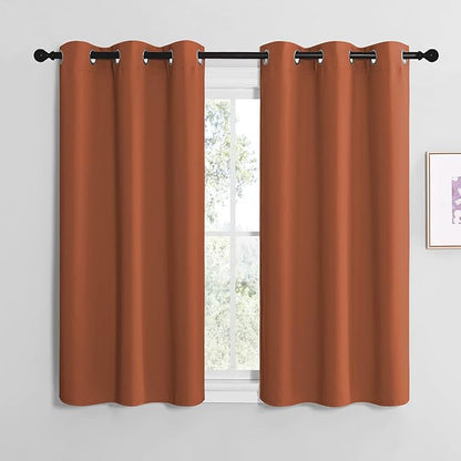 NICETOWN Bedroom Halloween Curtains 48 inches Long, Burnt Orange Privacy and Thermal Insulated Blackout Drapes for Windows (1 Pair, 42 inches Wide)