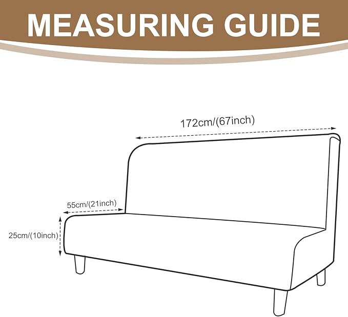 U-NICE HOME Stretch Futon Cover Armless Bed Slipcover - Soft Jacquard Fabric Washable for Pet Friendly, Chocolate