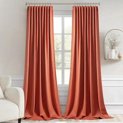 MIULEE Back Tab Burnt Orange Blackout Curtains 96 Inch Long 2 Panels Set for Bedroom, Fall Terracotta Rod Pocket/Pinch Pleated Thermal Insulated Room Darkening Light Blocking Floor to Ceiling Drapes