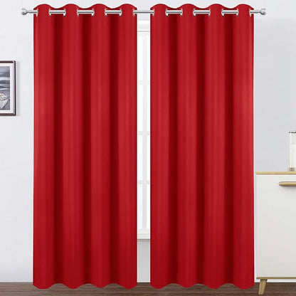 LEMOMO Blackout Curtains 52 x 90 Inch Long Bright Red Curtains Set of 2 Panels Room Darkening Curtains for Bedroom and Living Room