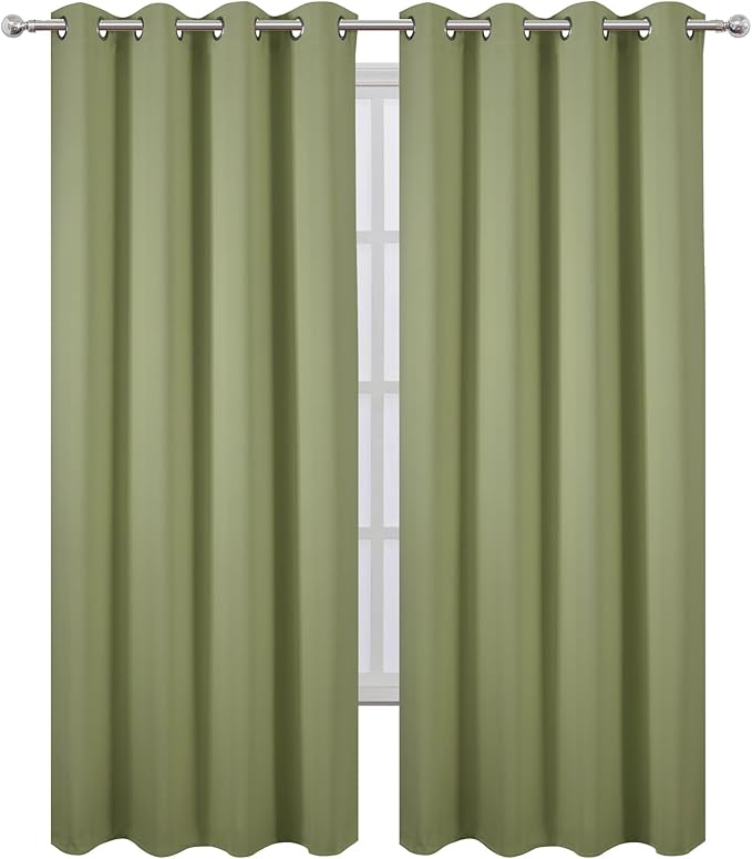 LEMOMO Blackout Curtains 66 x 95 inch/Sage Green Curtains Set of 2 Panels/Thermal Insulated Room Darkening Bedroom Curtains