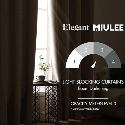 MIULEE Blackout Curtains for Bedroom Living Room Thermal Insulated Room Darkening Grommet Top Solid Light Blocking Drapery Set of 2 Window Panels 52 x 72 Inches Birch