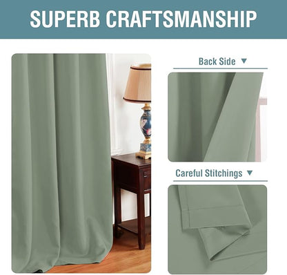 H.VERSAILTEX Blackout Curtain for Living Room Thermal Insulated Window Treatment Curtain Extra Long 84 inch Length Energy Saving Solid Grommet Top Blackout Drape, One Panel, Cyan, 52" W x 84" L