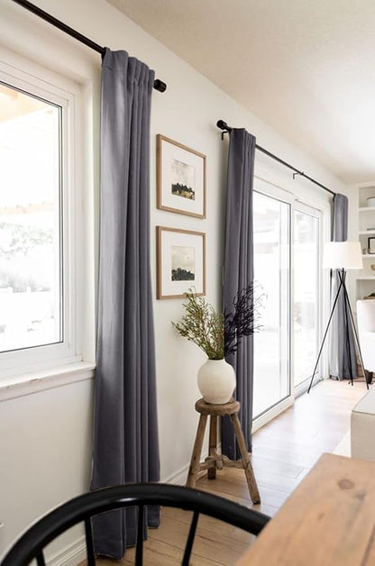 100% Blackout Shield Linen Blackout Curtains for Bedroom 84 Inches Long, Back Tab/Rod Pocket Living Room Drapes, Thermal Insulated Blackout Curtains 2 Panels Set, 50" W x 84" L, Darkgray