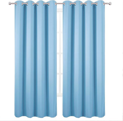 LEMOMO Blackout Curtains 52 x 90 Inch Long Sky Blue Curtains Set of 2 Panels Room Darkening Curtains for Bedroom and Living Room
