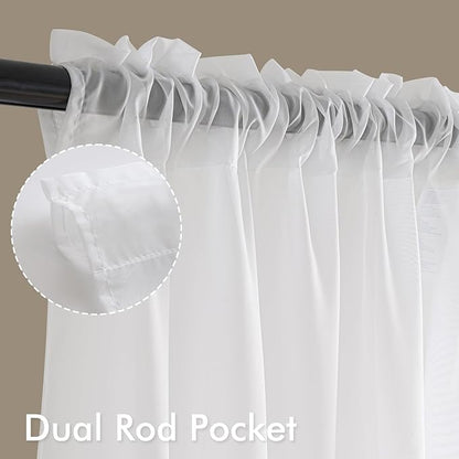 MIULEE White Sheer Curtains 90 Inches Long, 4 Panels Set, Light Filtering Rod Pocket Voile Drapes for Living Room and Bedroom, Airy Soft Fabric Window Treatments, 42 x 90 Inches