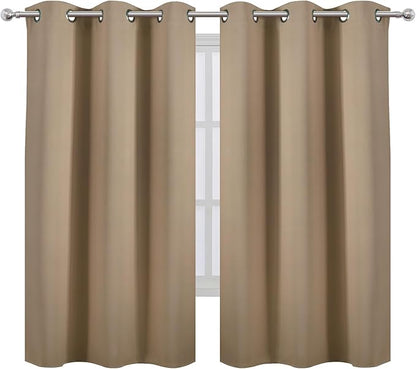 LEMOMO Blackout Curtains 42 x 63 inch/Natural Curtains Set of 2 Panels/Thermal Insulated Room Darkening Bedroom Curtains