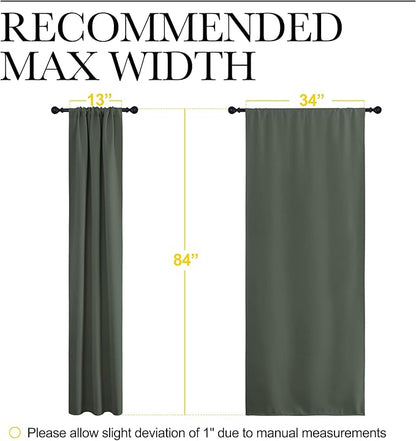 NICETOWN Bedroom Curtains Blackout Draperies - All Season Thermal Insulated Solid Rod Pocket Top Blackout Curtains/Drapes for Kid's Room (Dark Mallard, 1 Pair, 34 x 84 Inch)