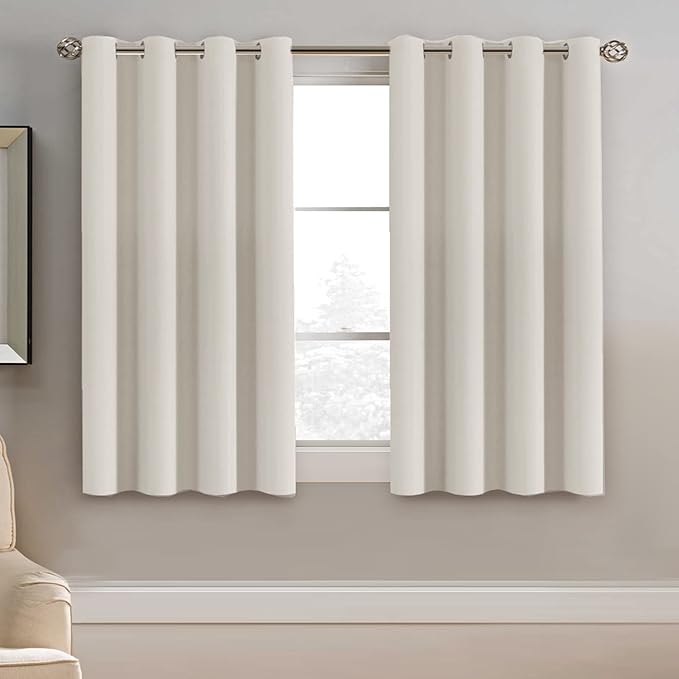 H.VERSAILTEX Light Blocking Curtain for Living Room Thermal Insulated Window Treatment Panel/Drape for Dining Room, Elegant Soft Curtain for Bedroom Grommet Top One Panel (Ivory - 52x45 Inches)