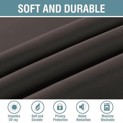 H.VERSAILTEX Blackout Curtain for Living Room Small Window Kitchen Blackout Curtains 45 inch Length Energy Saving Solid Grommet Blackout Drape, One Panel, Chocolate Brown, 52" W x 45" L