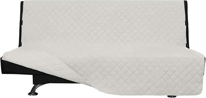 Easy-Going Futon Sofa Slipcover - Reversible Armless Couch Cover - Water Resistant - Pets & Kids (Ivory/Ivory)