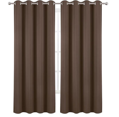 LEMOMO Blackout Curtains 52 x 120 Inch Long Chocolate Curtains Set of 2 Panels Room Darkening Curtains for Bedroom and Living Room